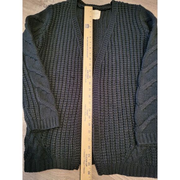 Harper Heritage Cable-Knit Open-Front Patch Pocket Cardigan - Medium Black‎ - Picture 9 of 10